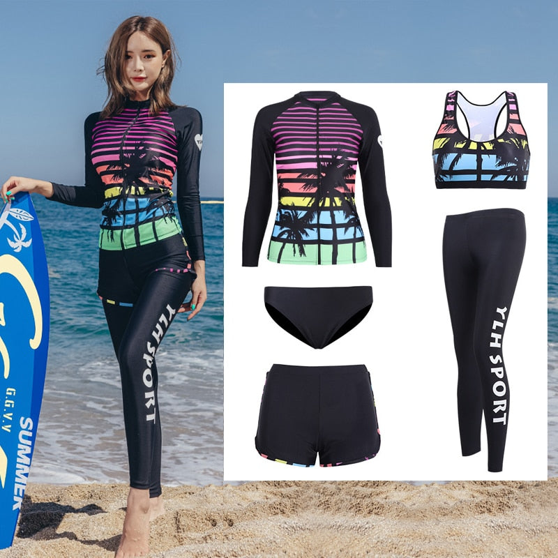 Women Long Sleeve Swimsuit | surfing, diving, snorkeling, wakeboarding