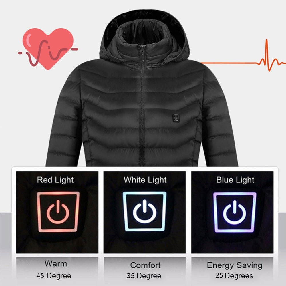 Unisex USB Heated Jacket Winter Casual Warm Heating Warmer Hooded Coat  Thermal | eBay