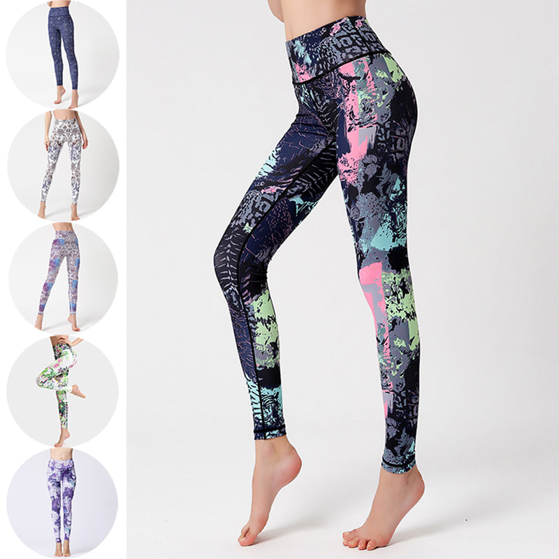 Women's Tie Dye Yoga Leggings Ruched Sports PUSH UP Pants Fitness GYM  Sportwear