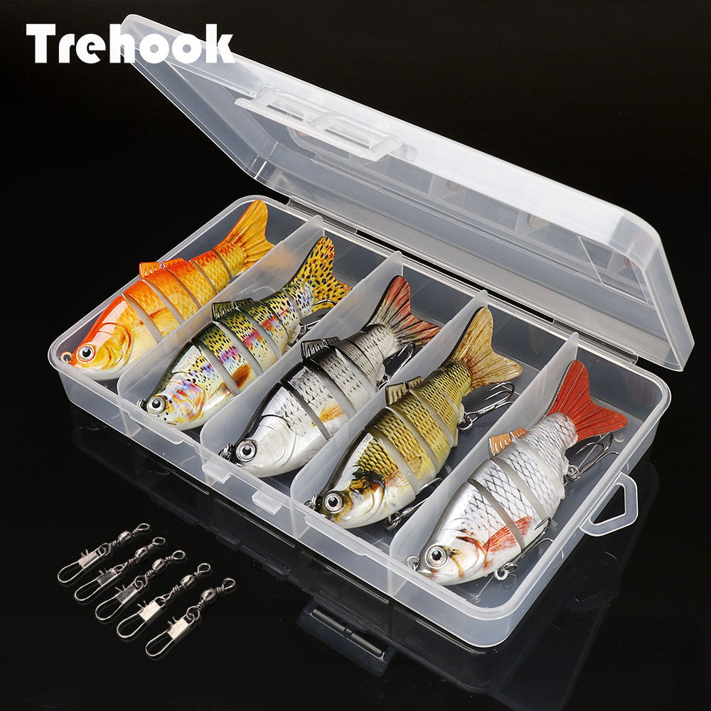 TREHOOK 5pcs Sinking Wobbler Set Crankbaits Fishing Kit Artificial Bait Hard Lure Swimbait Pike Wobblers For Bass Fishing Tackle