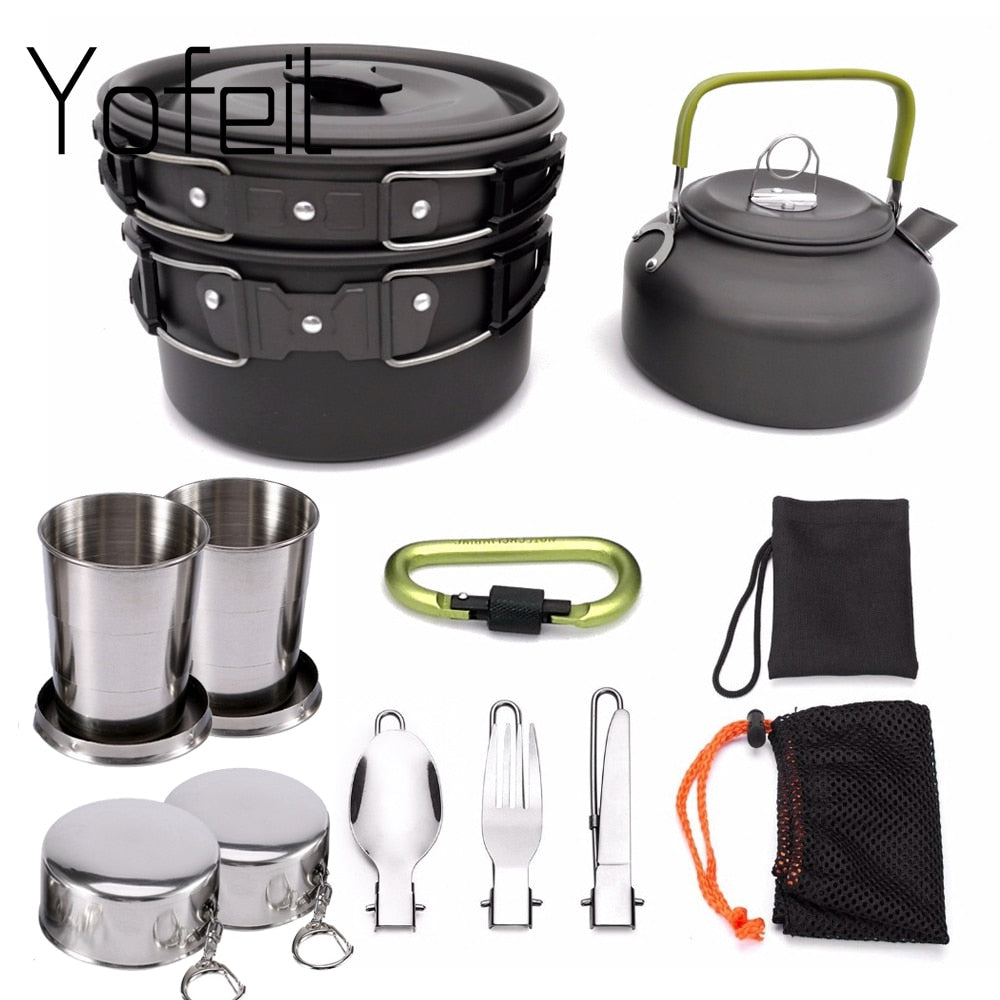 Outdoor Pots Pans Camping Cookware Picnic Cooking Set