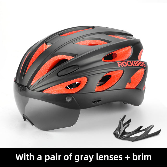 Road Bike Helmet /w Goggles Lens