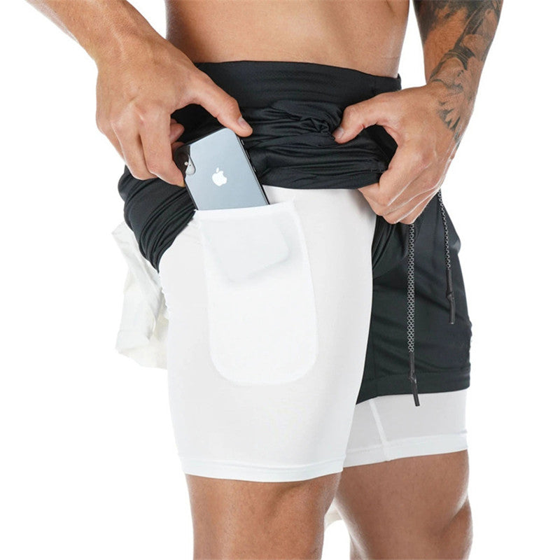 Men Double-deck Quick Dry Running Shorts