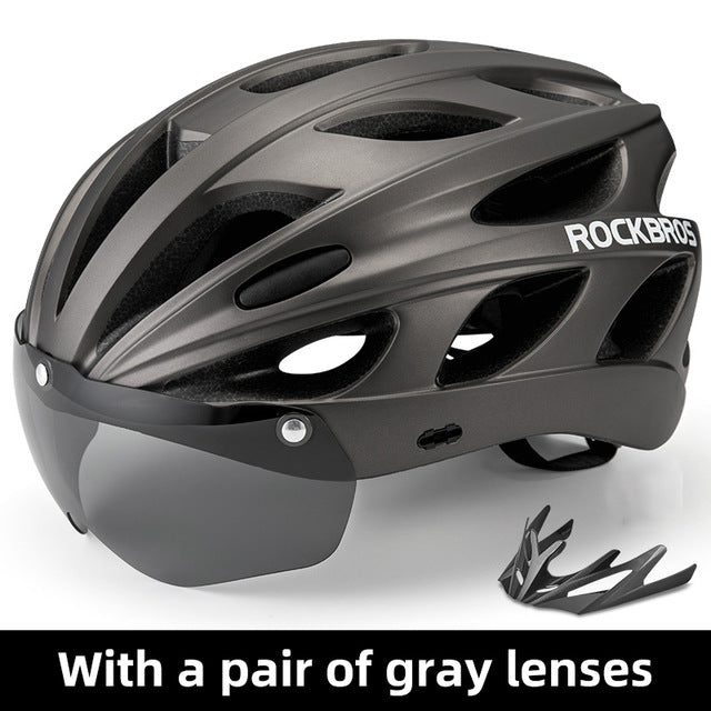 Road Bike Helmet /w Goggles Lens