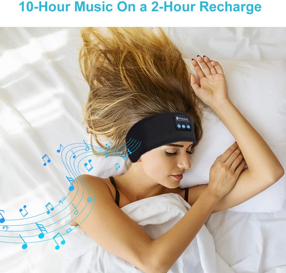 Sleeping Headphones Sports Headband Thin Soft Elastic Comfortable Wireless Music Earphones Eye Mask for Side Sleeper