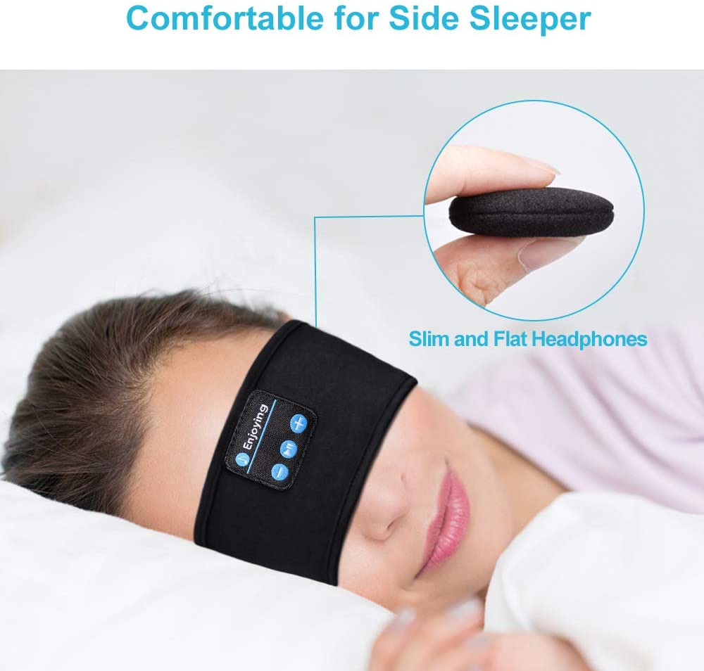 Sleeping Headphones Sports Headband Thin Soft Elastic Comfortable Wireless Music Earphones Eye Mask for Side Sleeper