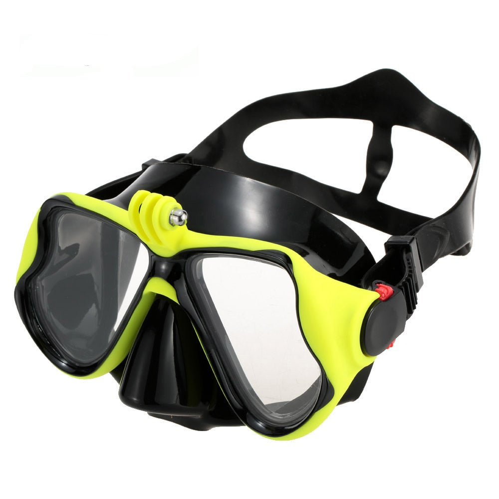 Twin Tempered Glass Diving Goggles w/ Camera Mount