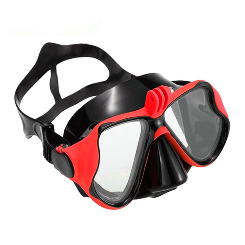 Twin Tempered Glass Diving Goggles w/ Camera Mount