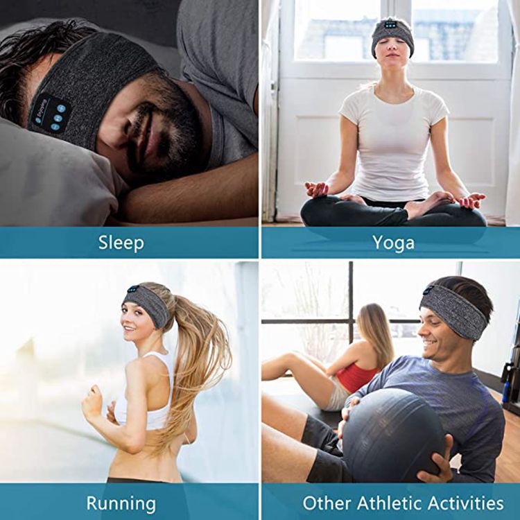 Sleeping Headphones Sports Headband Thin Soft Elastic Comfortable Wireless Music Earphones Eye Mask for Side Sleeper